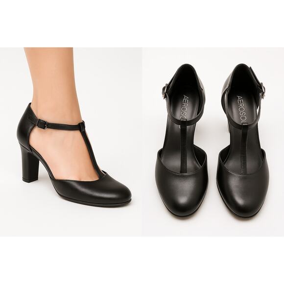 Aerosols Size 5 Black Heels 2 1/inches Sole and Heel Very Pristine - Picture 1 of 6